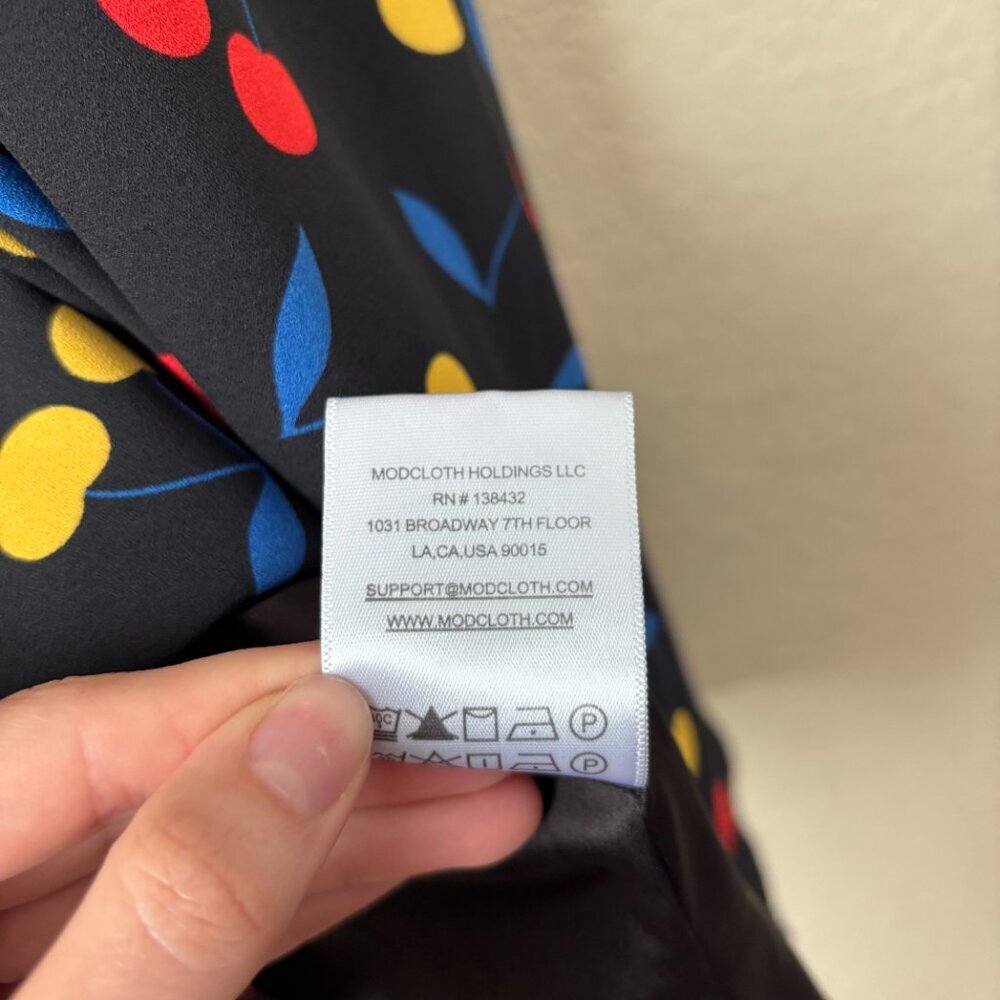 Modcloth Black Dress with Red, Yellow & Purple Dot Print - Picture 7 of 7